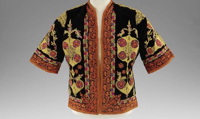 A mounted, colourful shirt